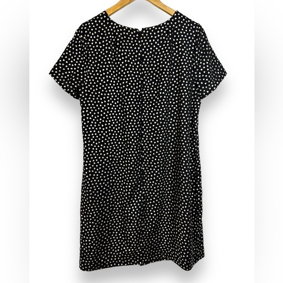 J. Crew Black Short Sleeve Shift Dress in Gold Heart Print Valentines Size 8 - Picture 8 of 11